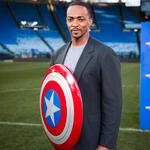 Anthony Mackie per incontrare Francesco Totti e Alessandro Del Piero allo Stadio Olimpico per celebrare l'arrivo al cinema del film Captain America: Brave New World.