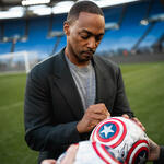 Anthony Mackie per incontrare Francesco Totti e Alessandro Del Piero allo Stadio Olimpico per celebrare l'arrivo al cinema del film Captain America: Brave New World.