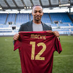 Anthony Mackie per incontrare Francesco Totti e Alessandro Del Piero allo Stadio Olimpico per celebrare l'arrivo al cinema del film Captain America: Brave New World.