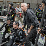 (S-D) Stephen Lang e il regista James Cameron sul set di Avatar: Fuoco e Cenere