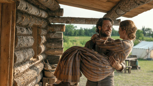 (S-D) Luke Bracey come Charles Ingalls, Crosby Fitzgerald come Caroline Ingalls in La casa nella prateria 1x03